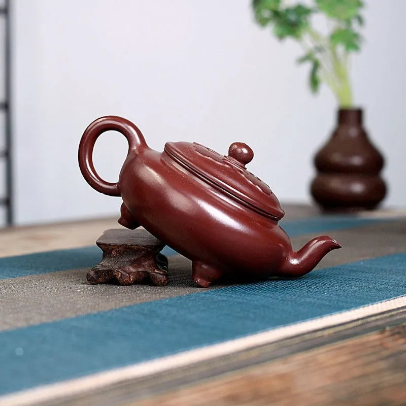 Yixing Zisha Teapot [Ruyi Tripod] (Zi Ni - 280ml) - YIQIN TEA HOUSE | yiqinteahouse.com | 200-300ml, new arrival, teapot, teaware, zisha teapot