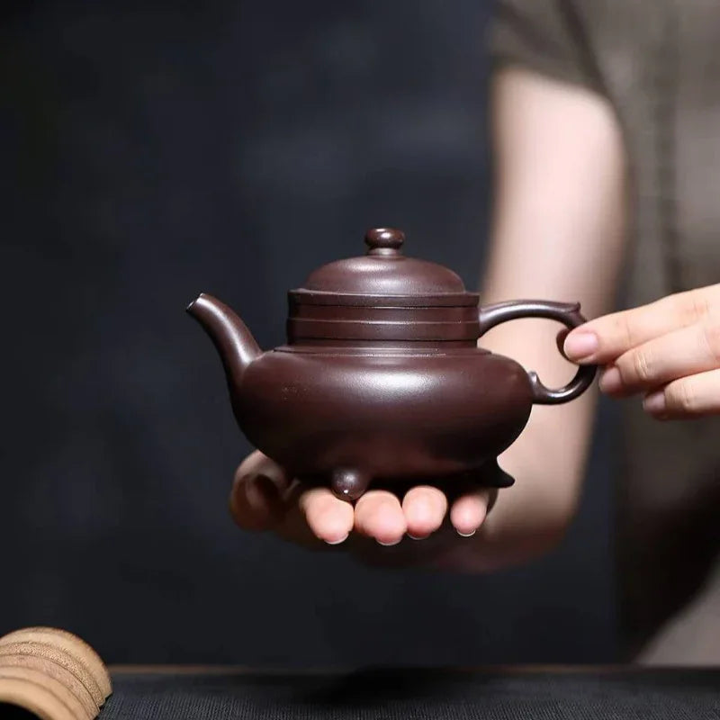 Yixing Zisha Teapot [San Zu Ao Xue] (Zi Ni - 230ml) - YIQIN TEA HOUSE | yiqinteahouse.com | 200-300ml, teapot, teaware, zisha teapot