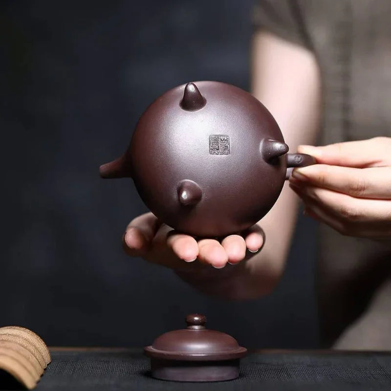 Yixing Zisha Teapot [San Zu Ao Xue] (Zi Ni - 230ml) - YIQIN TEA HOUSE | yiqinteahouse.com | 200-300ml, teapot, teaware, zisha teapot