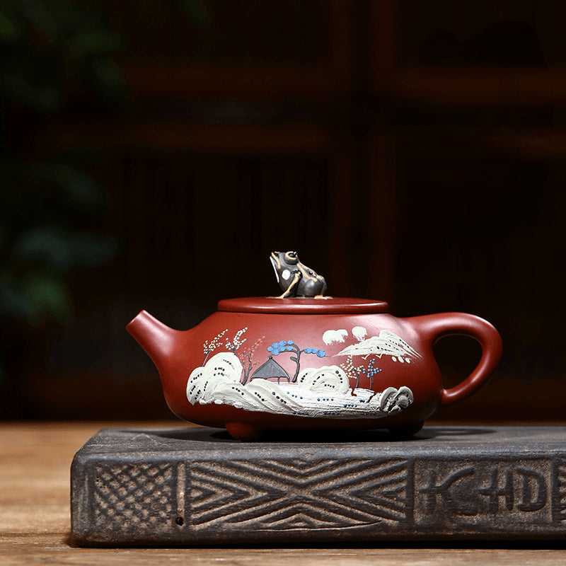 Yixing Zisha Teapot Set [Beautiful River & Mountain] (Dahongpao 260ml) - YIQIN TEA HOUSE | yiqinteahouse.com | new arrival, teapot, teaware, teaware set, zisha teapot