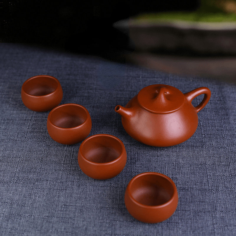 Yixing Zisha Teapot Set [Shi Piao] Set (Dahongpao - 200ml) - YIQIN TEA HOUSE | yiqinteahouse.com | 200-300ml, teapot, teaware, teaware set, zisha teapot