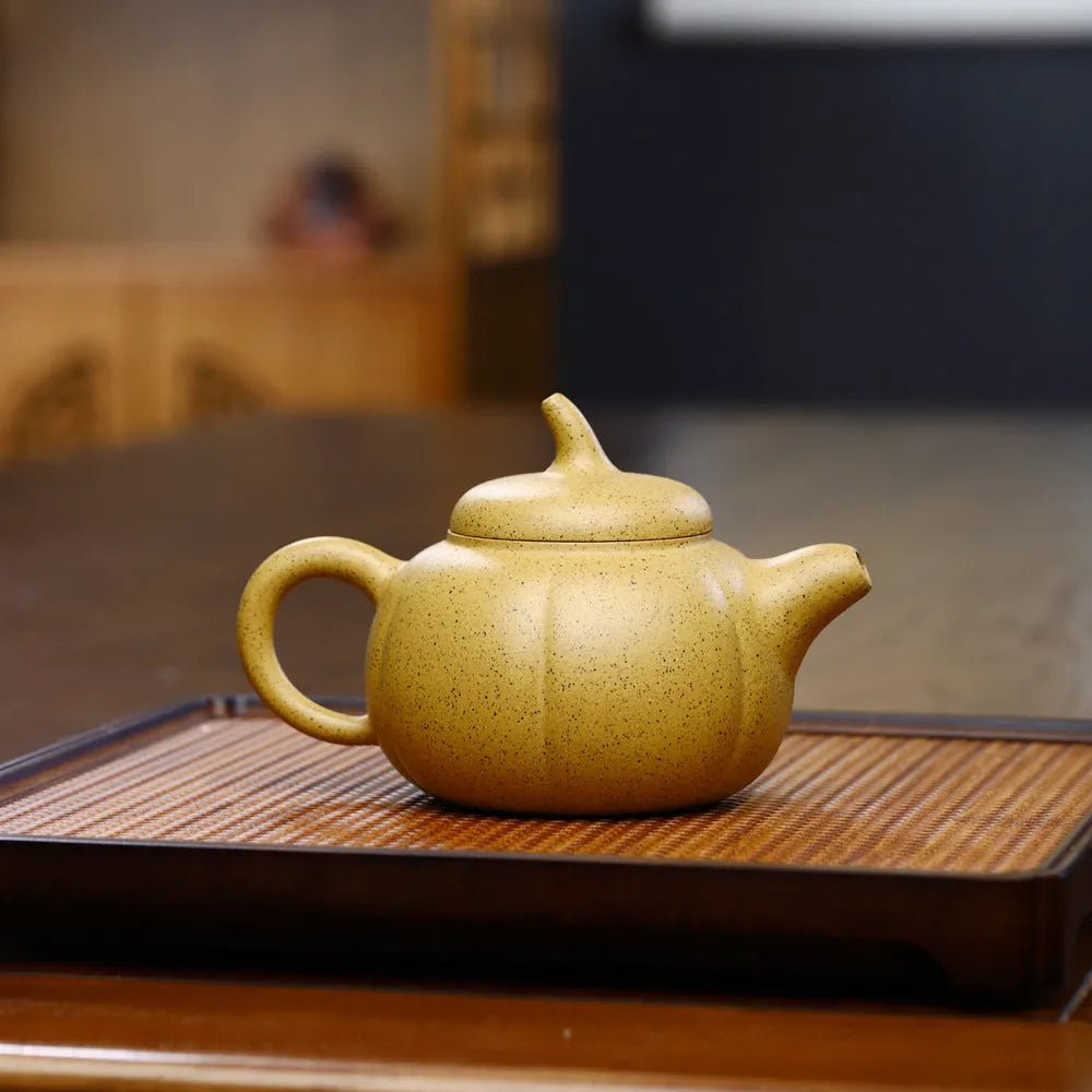 Yixing Zisha Teapot Set [Six Petals Pumpkin Pot] (Zhima Duan Ni - 250ml) - YIQIN TEA HOUSE | yiqinteahouse.com | 200-300ml, teapot, teaware, teaware set, zisha teapot