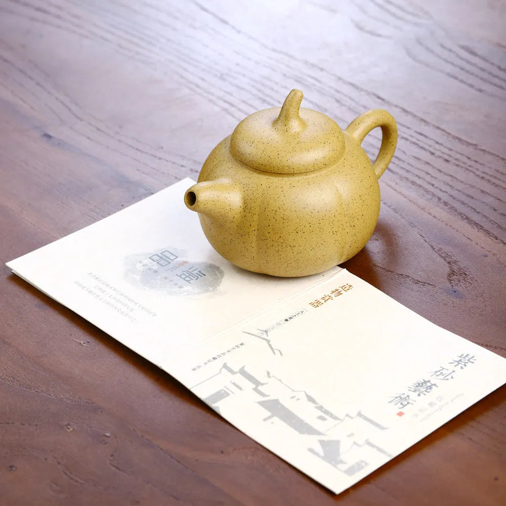 Yixing Zisha Teapot Set [Six Petals Pumpkin Pot] (Zhima Duan Ni - 250ml) - YIQIN TEA HOUSE | yiqinteahouse.com | 200-300ml, teapot, teaware, teaware set, zisha teapot