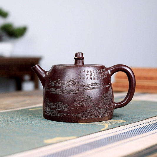 Yixing Zisha Teapot [Shanshui Han Duo] (Zi Ni - 400ml) - YIQIN TEA HOUSE | yiqinteahouse.com | >300ml, new arrival, teapot, teaware, zisha teapot