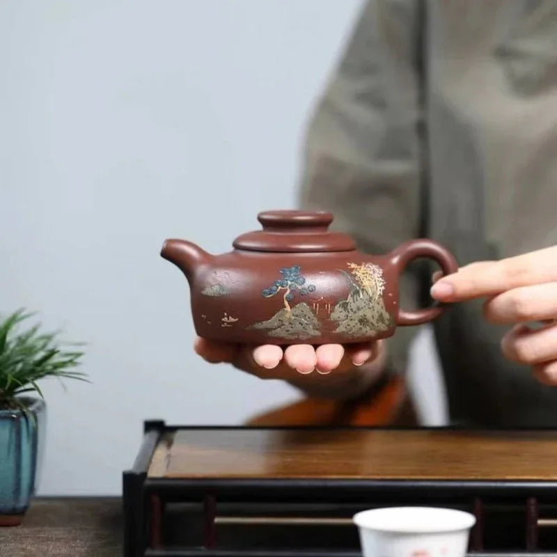 Yixing Zisha Teapot [Shanshui Han Jiang Julun] (Di Cao Qing - 250ml)