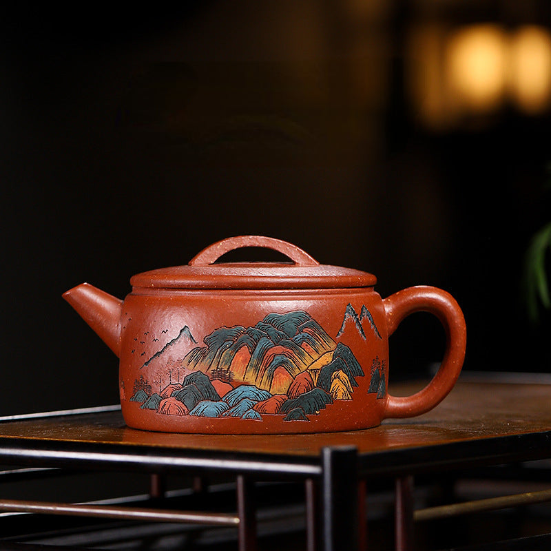 Yixing Zisha Teapot [Shanshui Hanwa] (Hong Jiang Po Ni - 220ml) - YIQIN TEA HOUSE | yiqinteahouse.com | 200-300ml, new arrival, teapot, teaware, zisha teapot