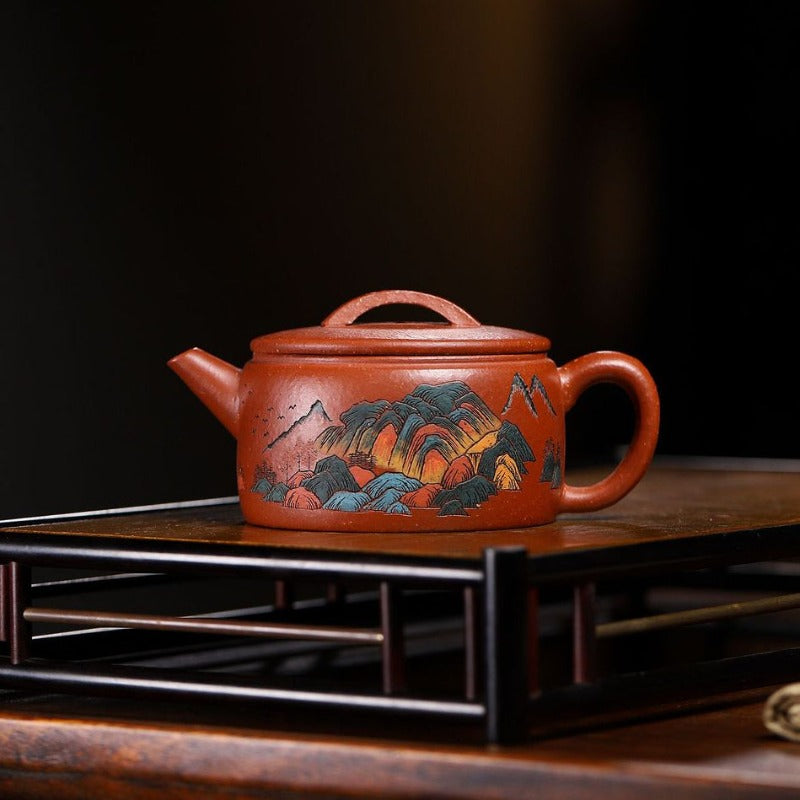 Yixing Zisha Teapot [Shanshui Hanwa] (Hong Jiang Po Ni - 220ml) - YIQIN TEA HOUSE | yiqinteahouse.com | 200-300ml, new arrival, teapot, teaware, zisha teapot