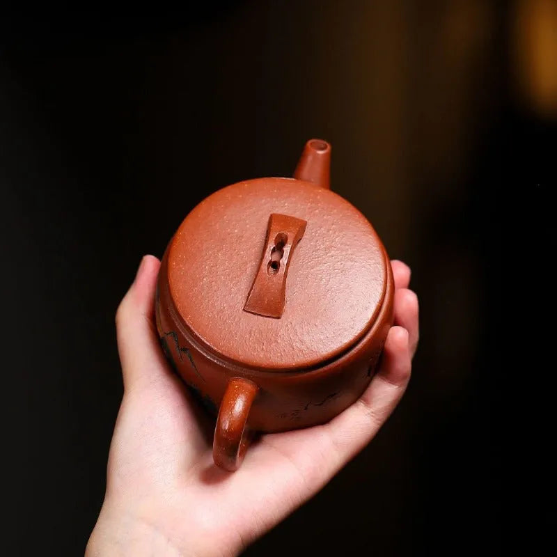 Yixing Zisha Teapot [Shanshui Hanwa] (Hong Jiang Po Ni - 220ml) - YIQIN TEA HOUSE | yiqinteahouse.com | 200-300ml, new arrival, teapot, teaware, zisha teapot