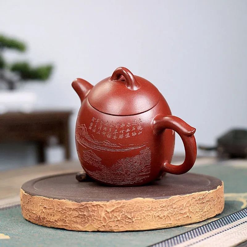 Yixing Zisha Teapot [Shanshui Qin Quan] (Hong Qing Shui Ni - 300ml) - YIQIN TEA HOUSE | yiqinteahouse.com | 200-300ml, new arrival, teapot, teaware, zisha teapot