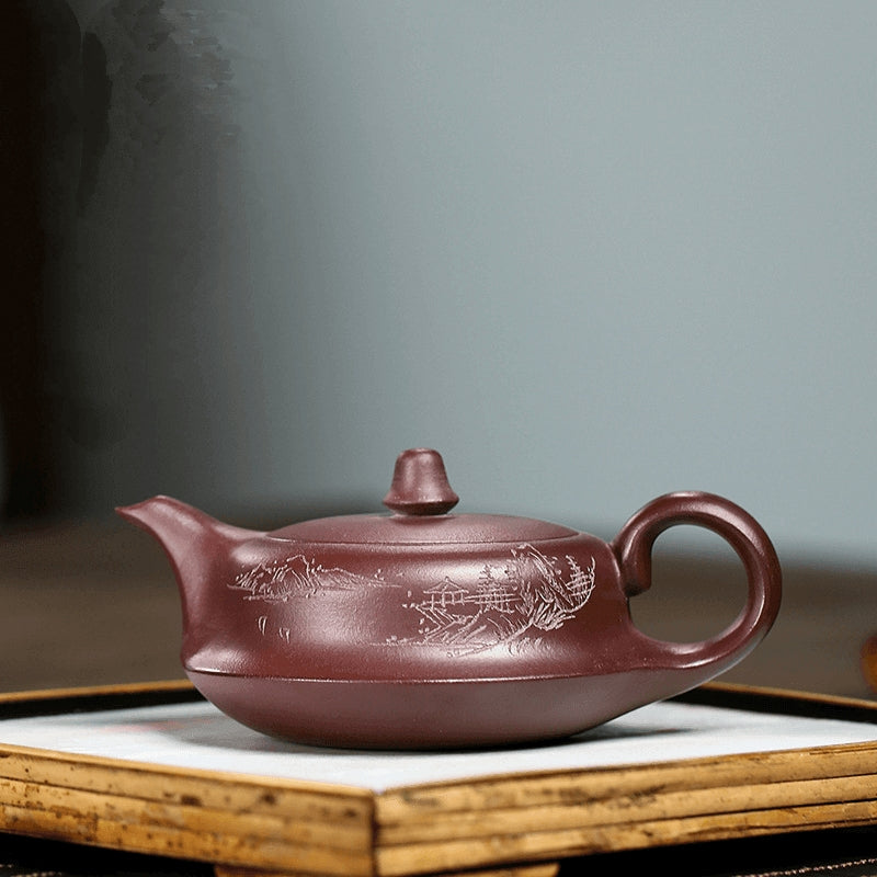 Yixing Zisha Teapot [Shanshui Quhu] (Zi Ni - 190ml) - YIQIN TEA HOUSE | yiqinteahouse.com | <200ml, new arrival, teapot, teaware, zisha teapot