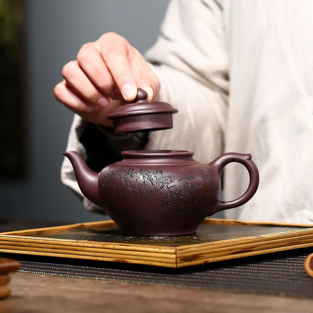 Yixing Zisha Teapot [Shanshui Xiao Ying] (Zi Ni - 290ml) - YIQIN TEA HOUSE | yiqinteahouse.com | 200-300ml, teapot, teaware, zisha teapot