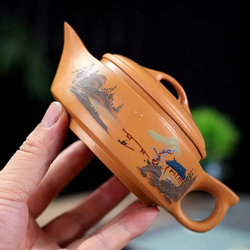 Yixing Zisha Teapot [Shanshui Yinxiang Yu Pan] (Zi Ni - 240ml) - YIQIN TEA HOUSE | yiqinteahouse.com | 200-300ml, new arrival, teapot, teaware, zisha teapot