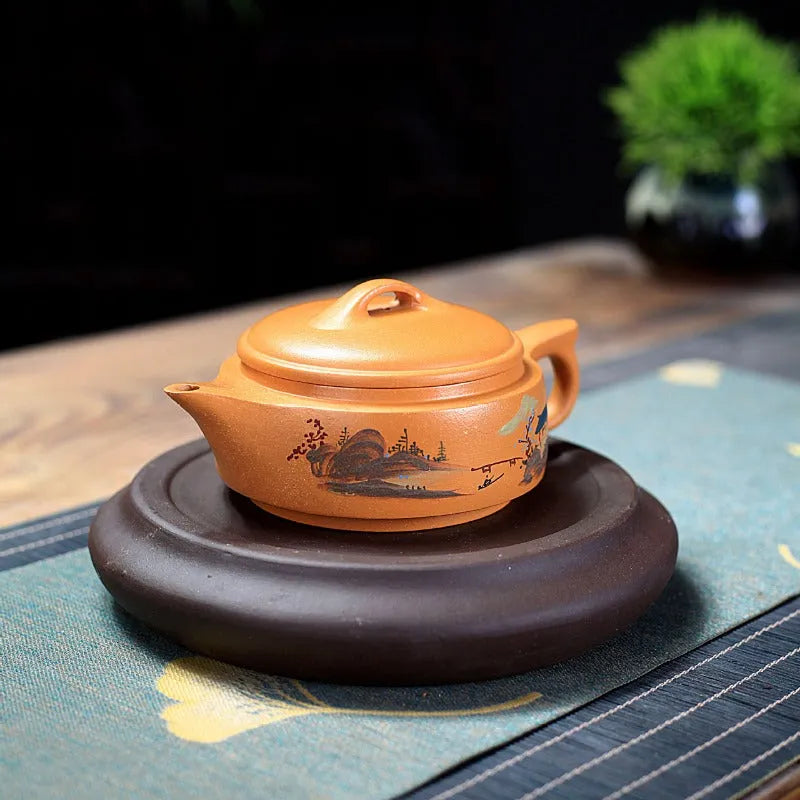 Yixing Zisha Teapot [Shanshui Yinxiang Yu Pan] (Zi Ni - 240ml) - YIQIN TEA HOUSE | yiqinteahouse.com | 200-300ml, new arrival, teapot, teaware, zisha teapot