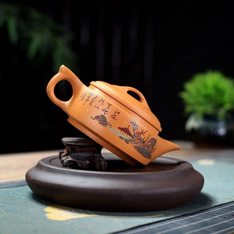 Yixing Zisha Teapot [Shanshui Yinxiang Yu Pan] (Zi Ni - 240ml) - YIQIN TEA HOUSE | yiqinteahouse.com | 200-300ml, new arrival, teapot, teaware, zisha teapot