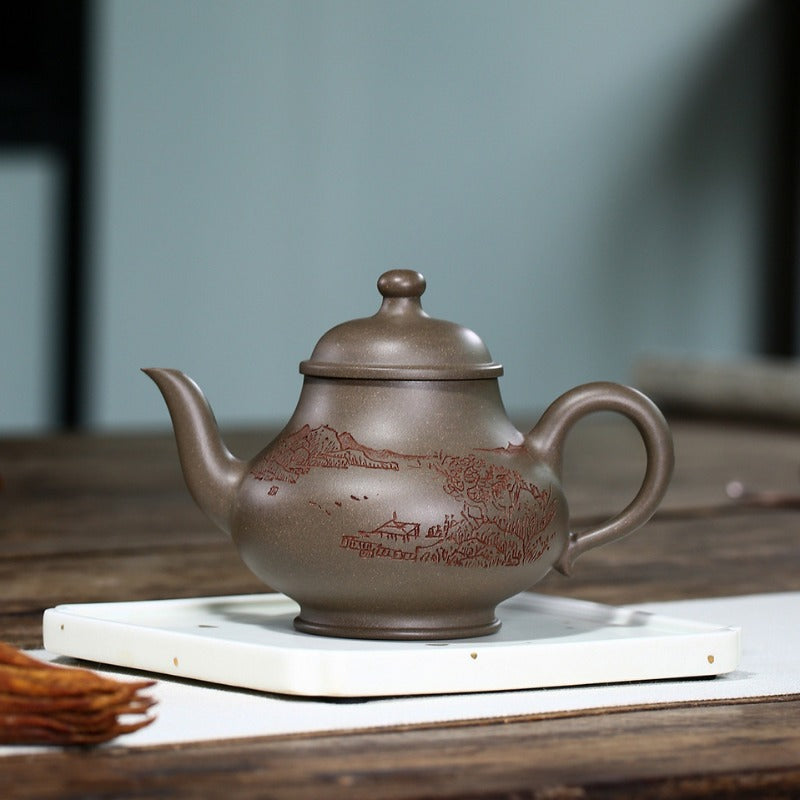 Yixing Zisha Teapot [Shen Deng Yu Hu] (Xue Ke Qing Duan Ni - 310ml) - YIQIN TEA HOUSE | yiqinteahouse.com | >300ml, new arrival, teapot, teaware, zisha teapot