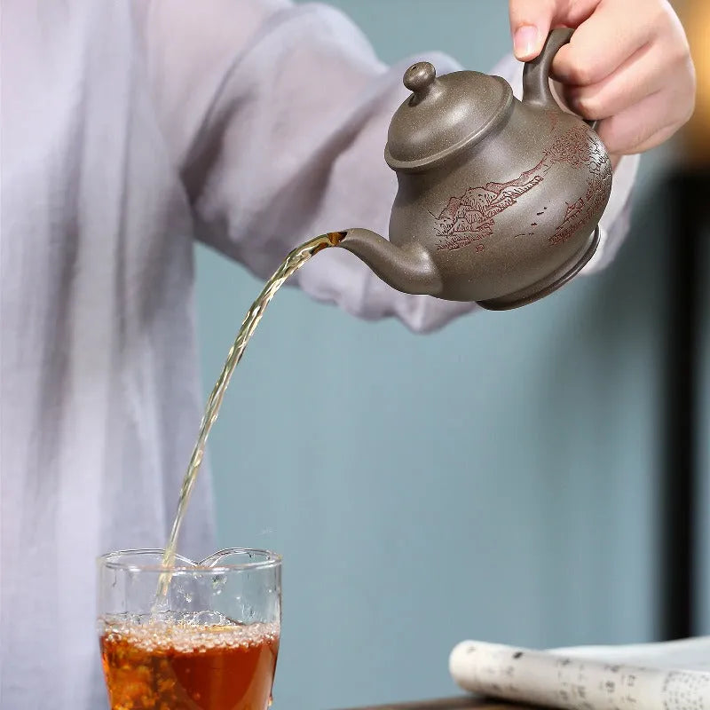 Yixing Zisha Teapot [Shen Deng Yu Hu] (Xue Ke Qing Duan Ni - 310ml) - YIQIN TEA HOUSE | yiqinteahouse.com | >300ml, new arrival, teapot, teaware, zisha teapot