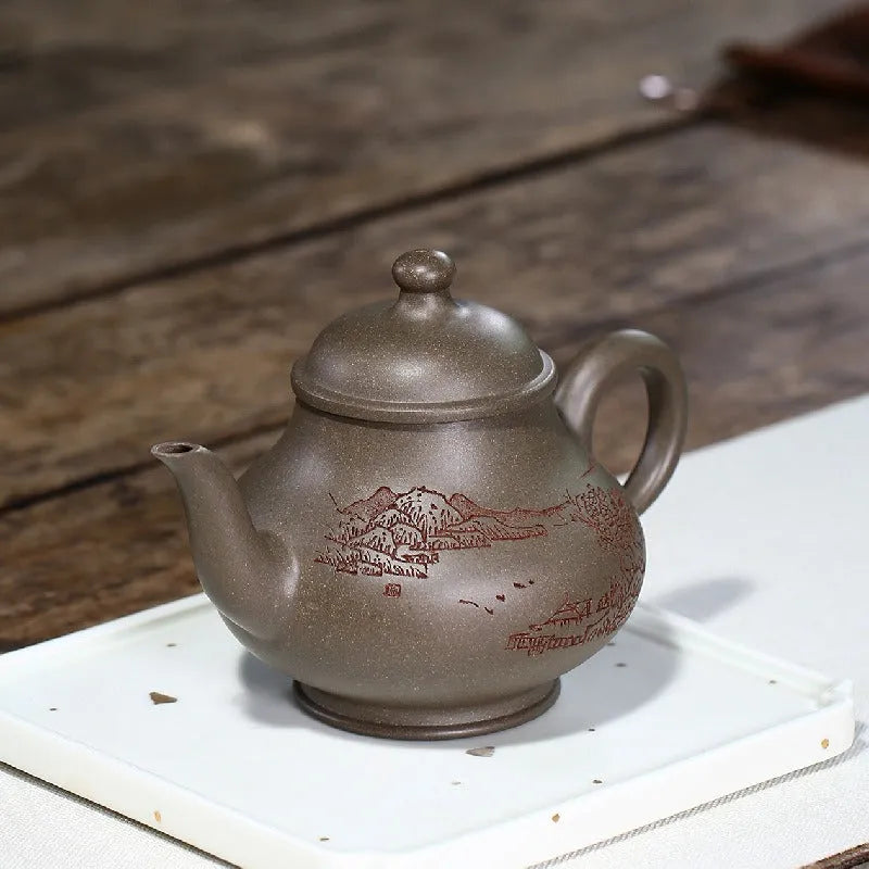 Yixing Zisha Teapot [Shen Deng Yu Hu] (Xue Ke Qing Duan Ni - 310ml) - YIQIN TEA HOUSE | yiqinteahouse.com | >300ml, new arrival, teapot, teaware, zisha teapot