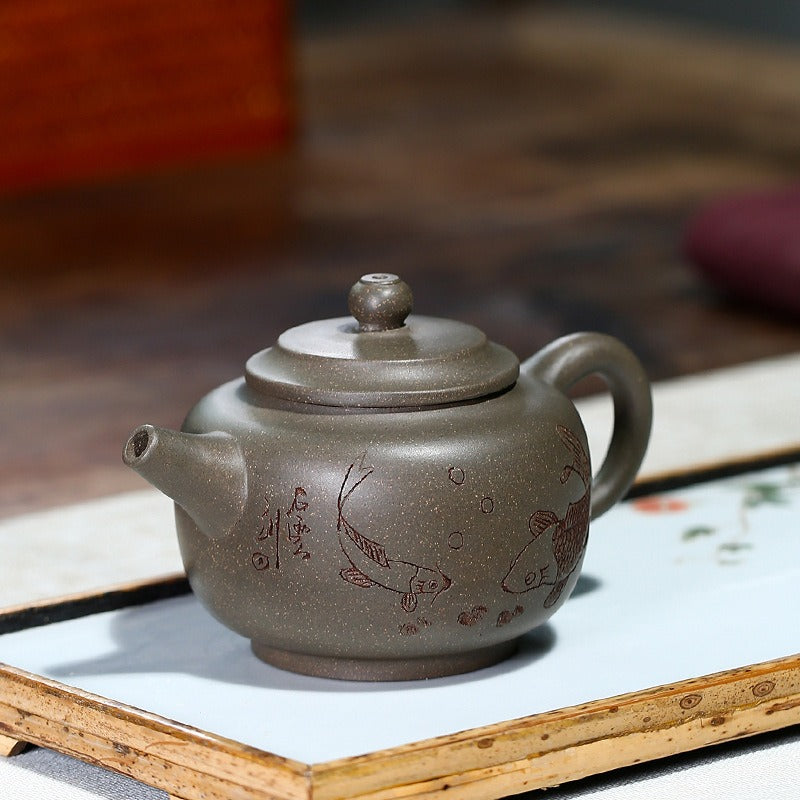 Yixing Zisha Teapot [Shuangyu Dezhong] (Qing Duan Ni - 240ml) - YIQIN TEA HOUSE | yiqinteahouse.com | 200-300ml, new arrival, teapot, teaware, zisha teapot