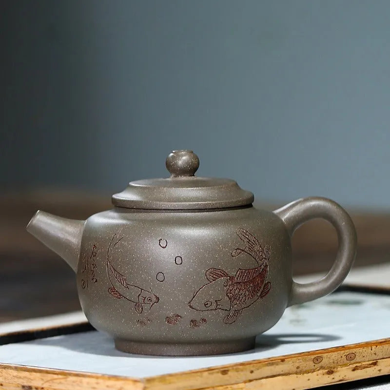 Yixing Zisha Teapot [Shuangyu Dezhong] (Qing Duan Ni - 240ml) - YIQIN TEA HOUSE | yiqinteahouse.com | 200-300ml, new arrival, teapot, teaware, zisha teapot