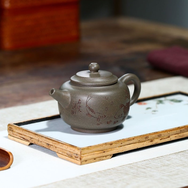 Yixing Zisha Teapot [Shuangyu Dezhong] (Qing Duan Ni - 240ml) - YIQIN TEA HOUSE | yiqinteahouse.com | 200-300ml, new arrival, teapot, teaware, zisha teapot