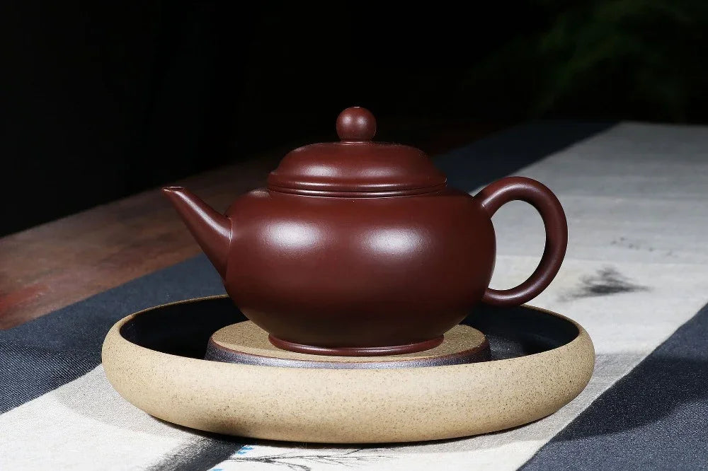 Yixing Zisha Teapot [Shui Ping Pot] (Zi Zhu Ni - 210ml) - YIQIN TEA HOUSE | yiqinteahouse.com | 200-300ml, teapot, teaware, zisha teapot