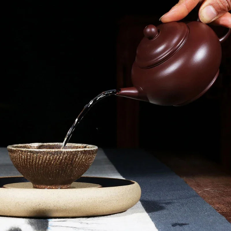 Yixing Zisha Teapot [Shui Ping Pot] (Zi Zhu Ni - 210ml) - YIQIN TEA HOUSE | yiqinteahouse.com | 200-300ml, teapot, teaware, zisha teapot