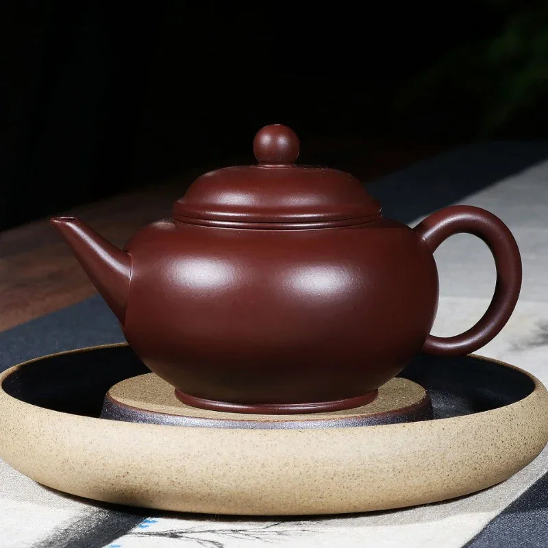 Yixing Zisha Teapot [Shui Ping Pot] (Zi Zhu Ni - 210ml) - YIQIN TEA HOUSE | yiqinteahouse.com | 200-300ml, teapot, teaware, zisha teapot