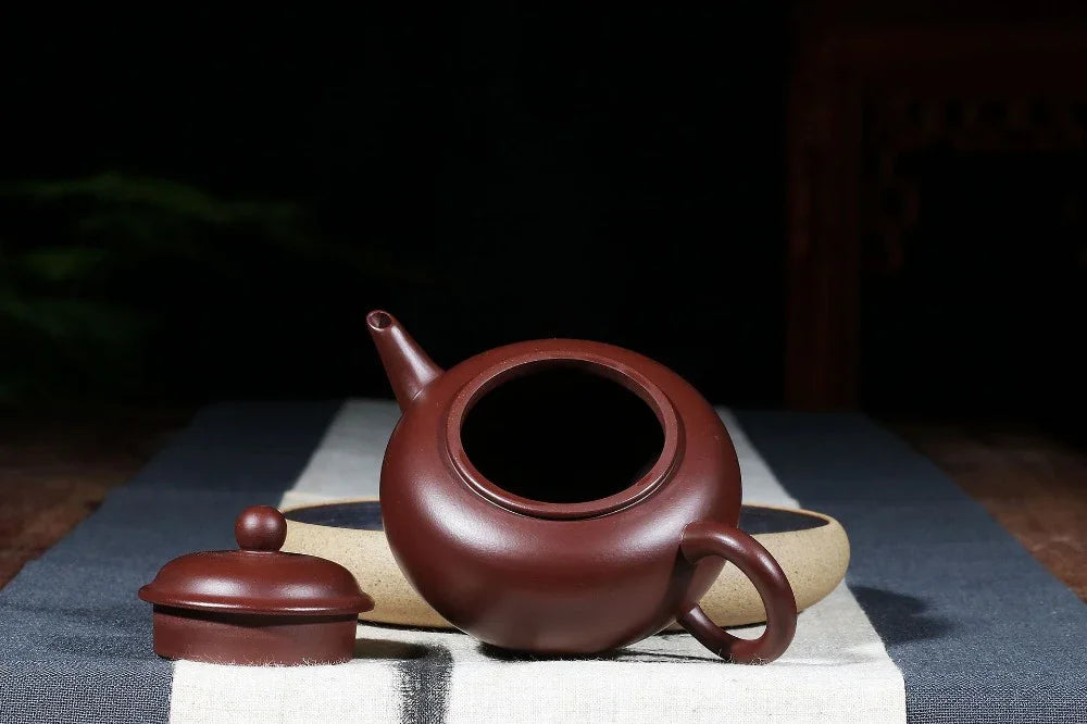 Yixing Zisha Teapot [Shui Ping Pot] (Zi Zhu Ni - 210ml) - YIQIN TEA HOUSE | yiqinteahouse.com | 200-300ml, teapot, teaware, zisha teapot