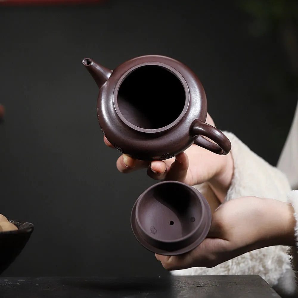 Yixing Zisha Teapot [Shuiping Tripod] (Zi Zhu Ni - 300ml) - YIQIN TEA HOUSE | yiqinteahouse.com | 200-300ml, new arrival, teapot, teaware, zisha teapot