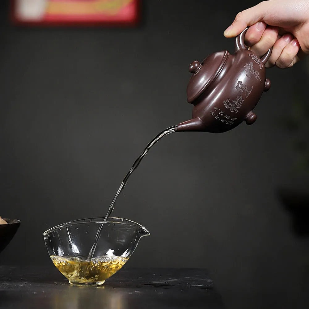 Yixing Zisha Teapot [Shuiping Tripod] (Zi Zhu Ni - 300ml) - YIQIN TEA HOUSE | yiqinteahouse.com | 200-300ml, new arrival, teapot, teaware, zisha teapot