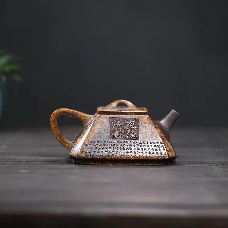 Yixing Zisha Teapot [Sifang Chou Jiao] (Longgu Jin Sha - 320ml) - YIQIN TEA HOUSE | yiqinteahouse.com | >300ml, teapot, teaware, zisha teapot