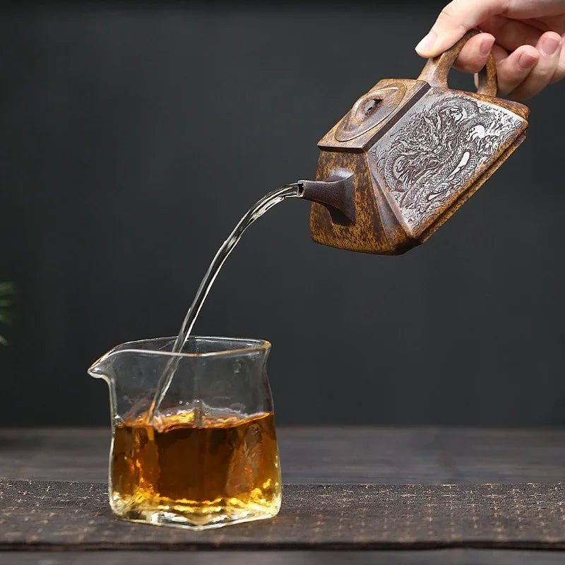 Yixing Zisha Teapot [Sifang Chou Jiao] (Longgu Jin Sha - 320ml) - YIQIN TEA HOUSE | yiqinteahouse.com | >300ml, teapot, teaware, zisha teapot