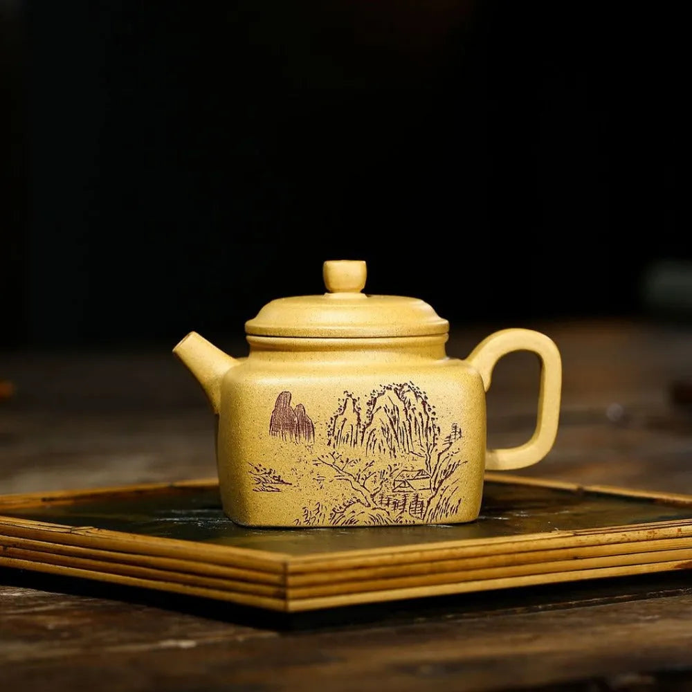 Yixing Zisha Teapot [Sifang Dezhong] (Huangjin Duan Ni - 220ml) - YIQIN TEA HOUSE | yiqinteahouse.com | 200-300ml, new arrival, teapot, teaware, zisha teapot