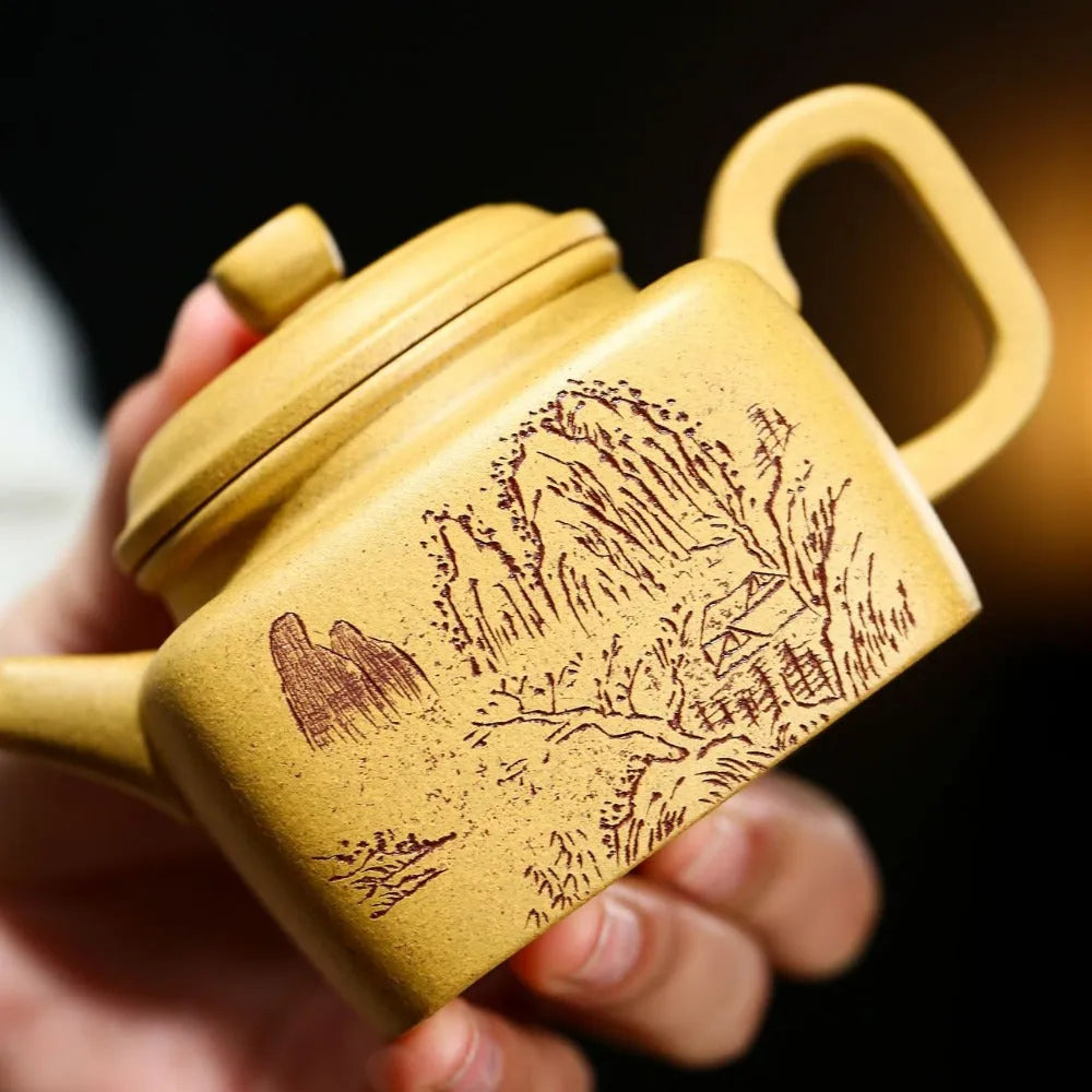 Yixing Zisha Teapot [Sifang Dezhong] (Huangjin Duan Ni - 220ml) - YIQIN TEA HOUSE | yiqinteahouse.com | 200-300ml, new arrival, teapot, teaware, zisha teapot