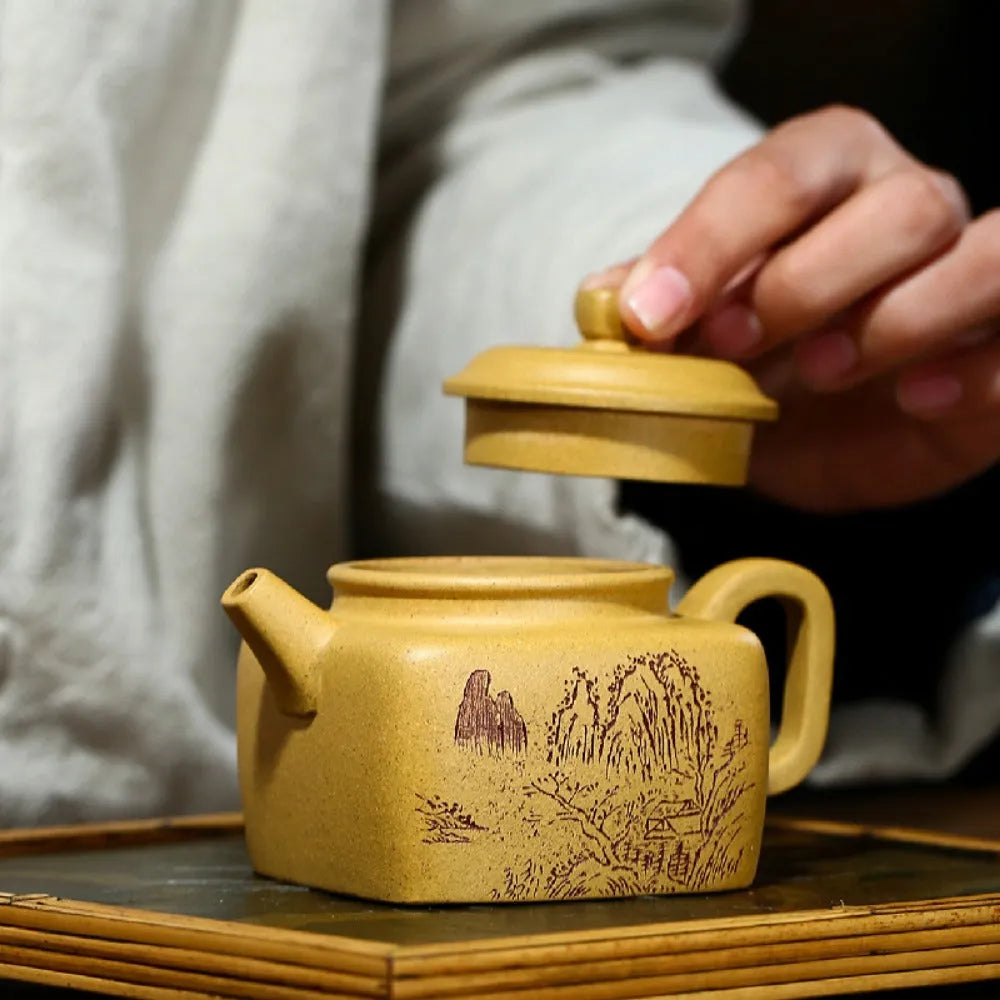 Yixing Zisha Teapot [Sifang Dezhong] (Huangjin Duan Ni - 220ml) - YIQIN TEA HOUSE | yiqinteahouse.com | 200-300ml, new arrival, teapot, teaware, zisha teapot