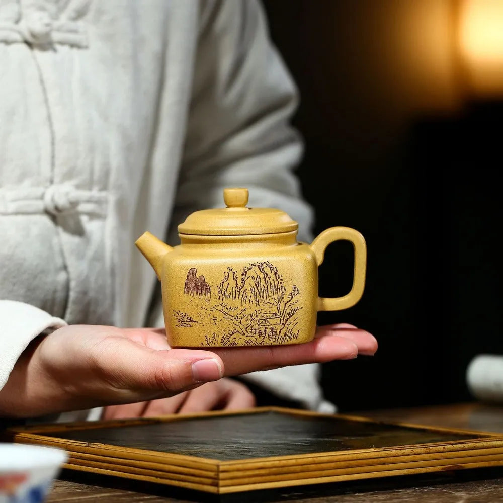 Yixing Zisha Teapot [Sifang Dezhong] (Huangjin Duan Ni - 220ml) - YIQIN TEA HOUSE | yiqinteahouse.com | 200-300ml, new arrival, teapot, teaware, zisha teapot