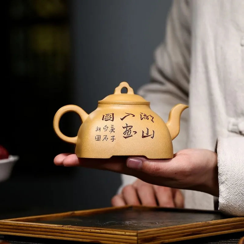 Yixing Zisha Teapot [Sifang Guling] (Huangjin Duan NI - 280ml) - YIQIN TEA HOUSE | yiqinteahouse.com | 200-300ml, new arrival, teapot, teaware, zisha teapot