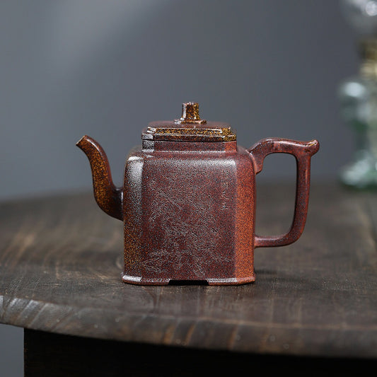 Yixing Zisha Teapot [Sifang Ji Yu] (High Temperature Duan Ni Fired - 340ml) - YIQIN TEA HOUSE | yiqinteahouse.com | >300ml, new arrival, teapot, teaware, zisha teapot