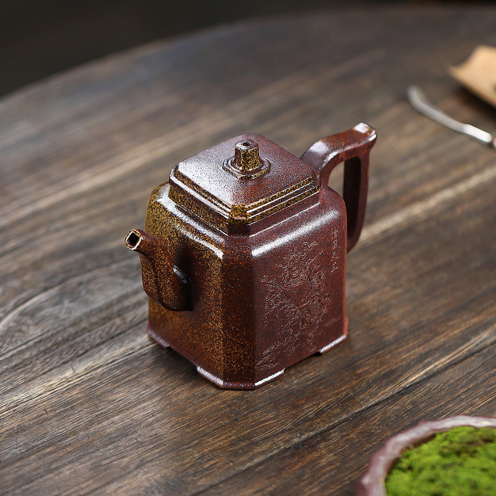 Yixing Zisha Teapot [Sifang Ji Yu] (High Temperature Duan Ni Fired - 340ml) - YIQIN TEA HOUSE | yiqinteahouse.com | >300ml, new arrival, teapot, teaware, zisha teapot