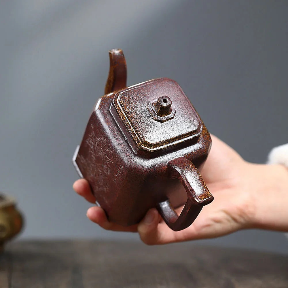 Yixing Zisha Teapot [Sifang Ji Yu] (High Temperature Duan Ni Fired - 340ml) - YIQIN TEA HOUSE | yiqinteahouse.com | >300ml, new arrival, teapot, teaware, zisha teapot