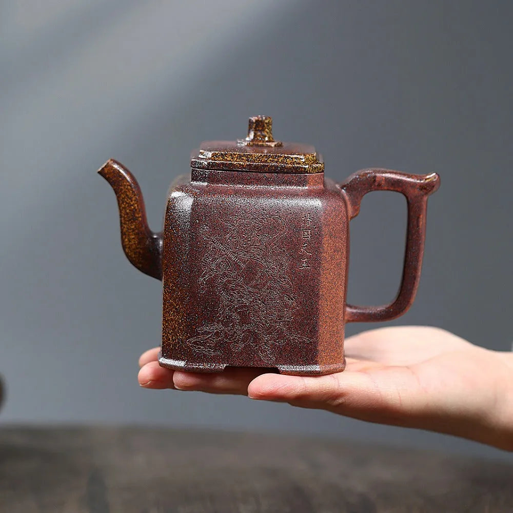 Yixing Zisha Teapot [Sifang Ji Yu] (High Temperature Duan Ni Fired - 340ml) - YIQIN TEA HOUSE | yiqinteahouse.com | >300ml, new arrival, teapot, teaware, zisha teapot