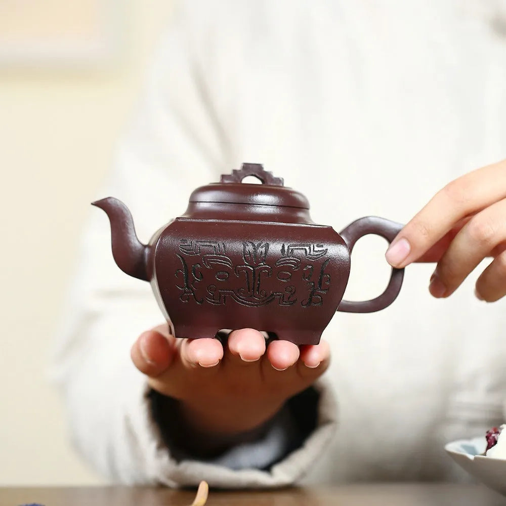 Yixing Zisha Teapot [Sifang Xiangrui] (Di Cao Qing - 270ml) - YIQIN TEA HOUSE | yiqinteahouse.com | 200-300ml, new arrival, teapot, teaware, zisha teapot