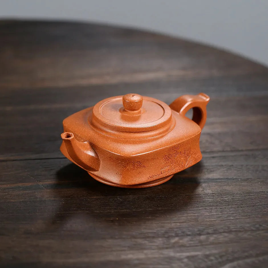 Yixing Zisha Teapot [Sifang Zhou Pan] (Hong Jiang Po Ni - 270ml) - YIQIN TEA HOUSE | yiqinteahouse.com | 200-300ml, new arrival, teapot, teaware, zisha teapot