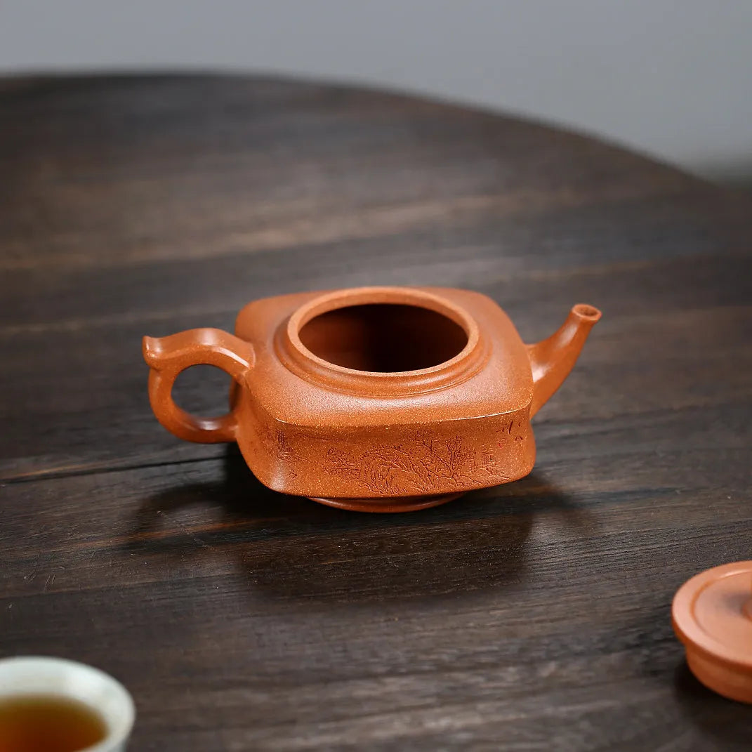 Yixing Zisha Teapot [Sifang Zhou Pan] (Hong Jiang Po Ni - 270ml) - YIQIN TEA HOUSE | yiqinteahouse.com | 200-300ml, new arrival, teapot, teaware, zisha teapot