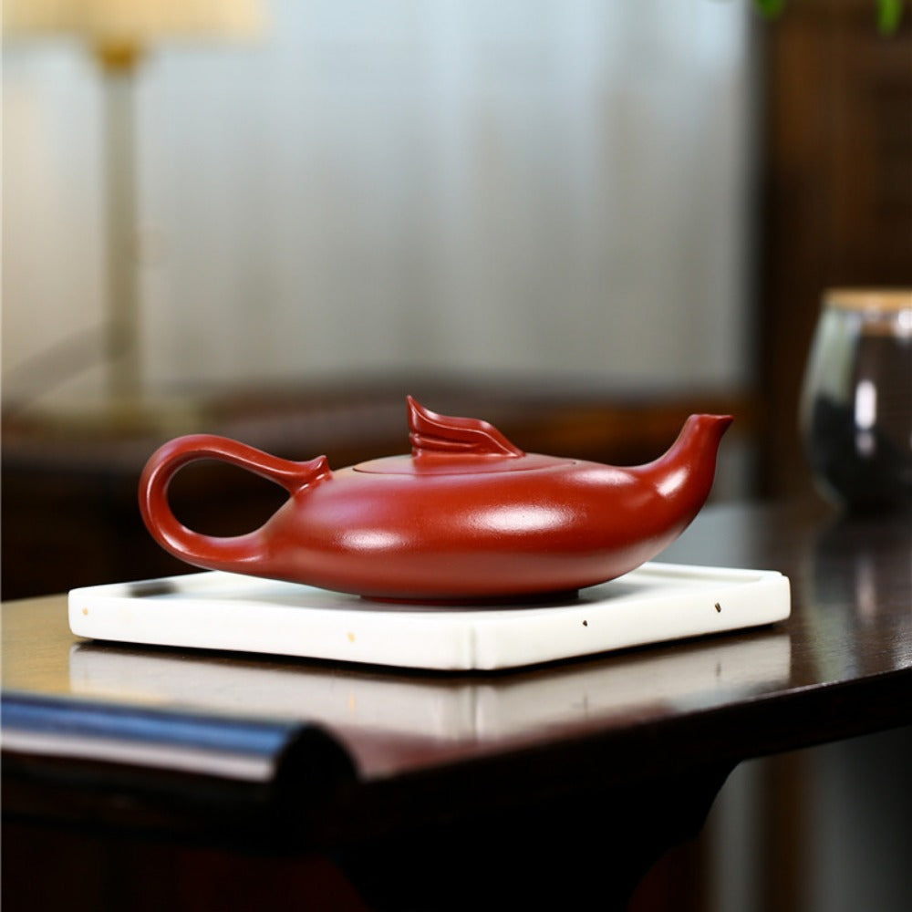 Yixing Zisha Teapot [Smooth & Fine] Painted/Plain (Dahongpao - 200ml) - YIQIN TEA HOUSE | yiqinteahouse.com | 200-300ml, new arrival, teapot, teaware, zisha teapot