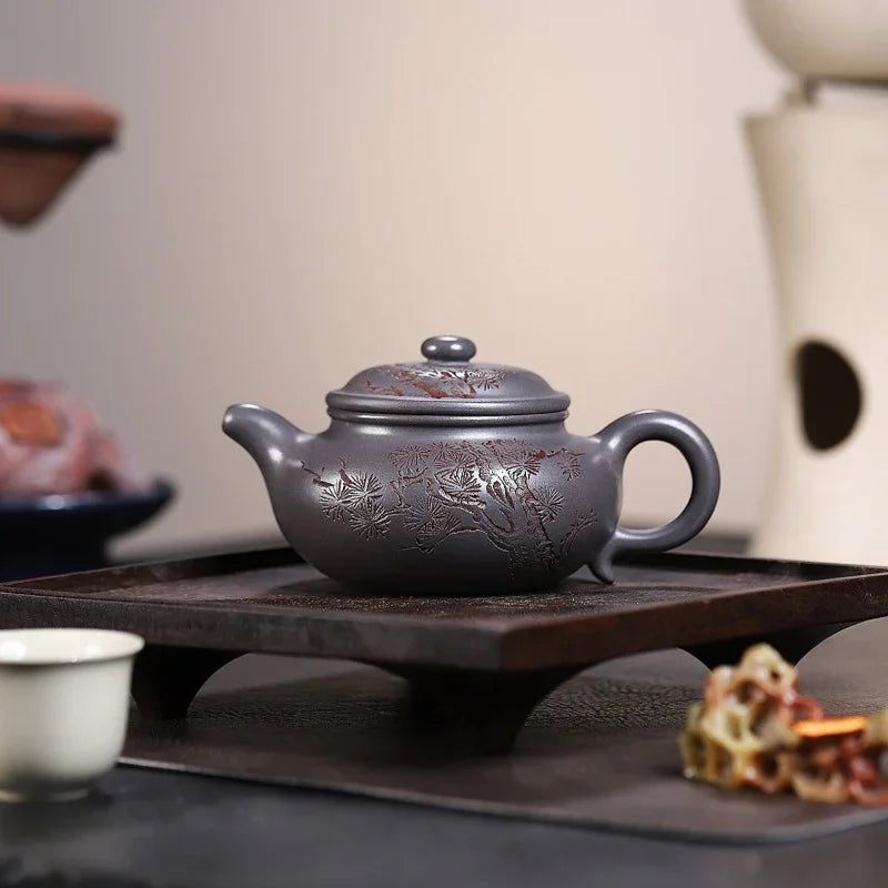 Yixing Zisha Teapot [Songzhi Fanggu] (Ting Qing Ni - 250ml) - YIQIN TEA HOUSE | yiqinteahouse.com | 200-300ml, teapot, teaware, zisha teapot