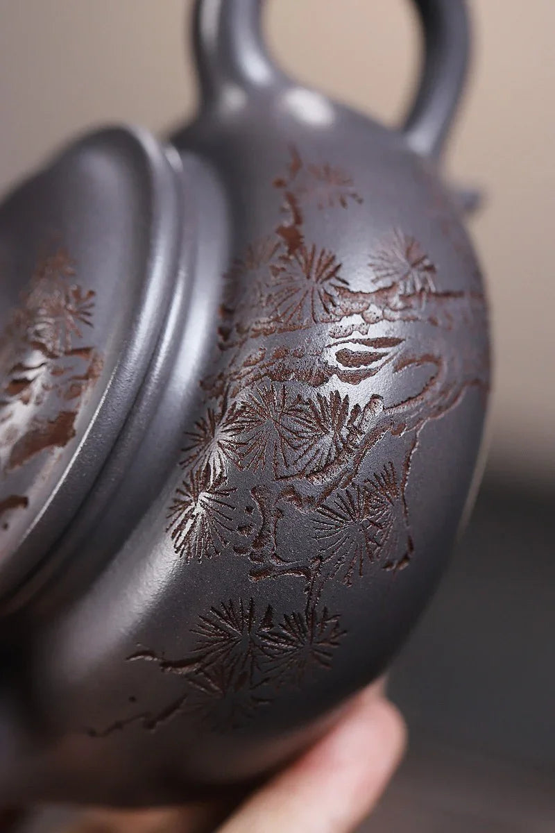 Yixing Zisha Teapot [Songzhi Fanggu] (Ting Qing Ni - 250ml) - YIQIN TEA HOUSE | yiqinteahouse.com | 200-300ml, teapot, teaware, zisha teapot