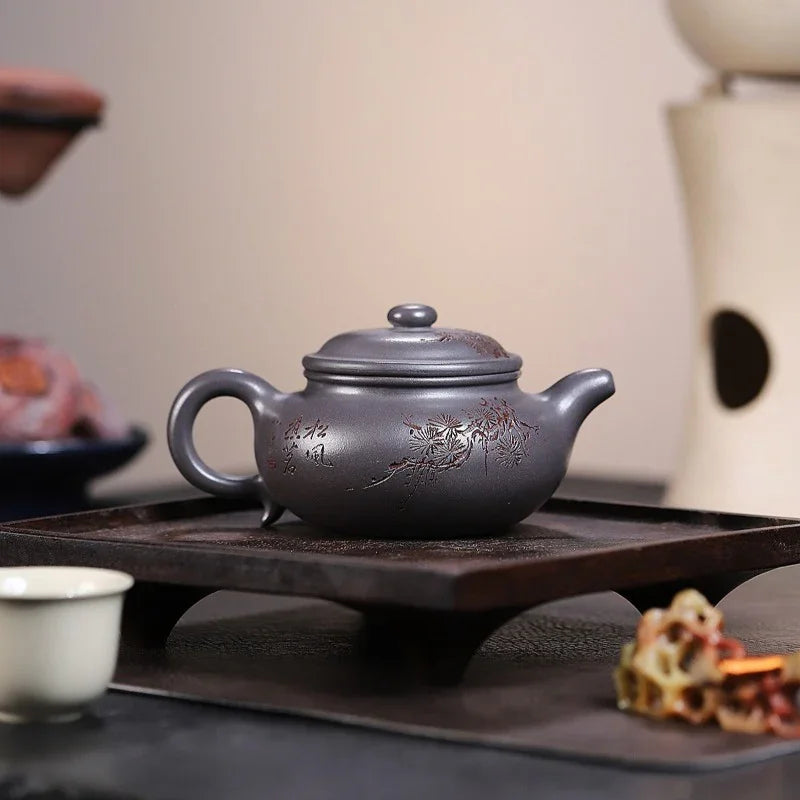 Yixing Zisha Teapot [Songzhi Fanggu] (Ting Qing Ni - 250ml) - YIQIN TEA HOUSE | yiqinteahouse.com | 200-300ml, teapot, teaware, zisha teapot