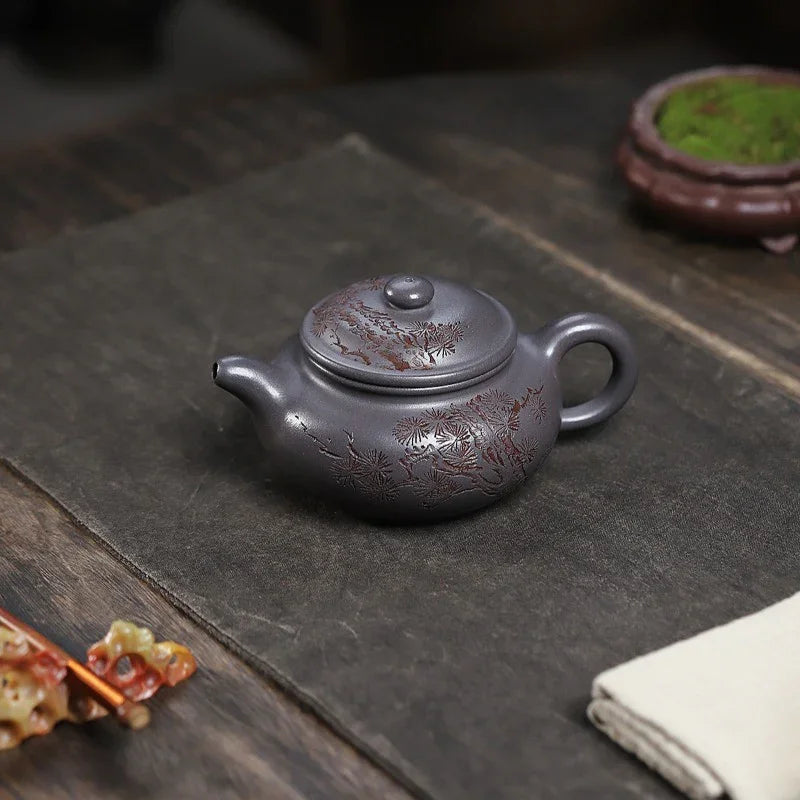 Yixing Zisha Teapot [Songzhi Fanggu] (Ting Qing Ni - 250ml) - YIQIN TEA HOUSE | yiqinteahouse.com | 200-300ml, teapot, teaware, zisha teapot