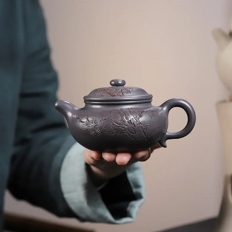 Yixing Zisha Teapot [Songzhi Fanggu] (Ting Qing Ni - 250ml) - YIQIN TEA HOUSE | yiqinteahouse.com | 200-300ml, teapot, teaware, zisha teapot